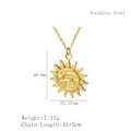 Gold stainless steel sun and moon pendant necklace with size and weight dimensions - Sun Moon Combined Style (LN1960 Gold)