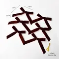 Pack of 6 coffee brown velvet Christmas bows with gold ties, size 13x13cm for DIY decor - 2.5cm Dark Coffee / 6 Pack