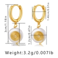 Detaillierte Maße für vergoldete Messingohrringe mit Perlenanhängern und Spiraldraht - Goldene Spiralperlenohrringe (KE1303-3)