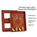 4-piece golden Christmas flatware set with festive pendants in a red gift box - Silver / 304 Stainless Steel Five-pointed Star Pendant [b Red Box Spoon And Fork 4pcs]