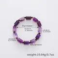Detailed view of purple natural stone beaded bracelet showing textures and dimensions - Purple