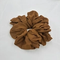 Detailed view of dark brown oversized chiffon scrunchie with soft pleated texture - Dark Brown (1-1)