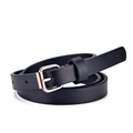 Classic black kids skinny belt featuring a silver square pin buckle on a white background - 82cm / Black