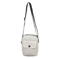 Bolso bandolera minimalista marfil con bolsillo frontal y correa ajustable negra - Blanco