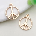 Pair of rose gold peace sign pendants for DIY necklaces and bracelets making - 1 Piece (14x17mm)