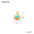 Dettagli misure per pendente turchese in oro 18K con altezza 1,86 cm e peso leggero di 1,47 g - Celeste