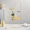 Golden iron Christmas reindeer decor with snow finish and pine cone detail, 55cm height - Christmas Deer Style 2 (55cm)
