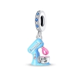 Detailed blue enamel mixer charm with 'MIX IT UP' engraving and crystal-set bail - Sweetheart Mixer Pendant (PAC1296)