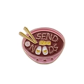 Funny Ramen enamel pin badge with Send Noods text in gold and pink colors - Heart Ramen Style (XZ2123)