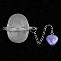 Stainless steel mesh tea infuser ball with blue heart sodalite crystal pendant - Blue Sodalite
