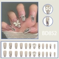 Set di unghie finte ballerina con glitter sfumati, farfalle e strass eleganti da donna - BD852 (Stile di Colla)
