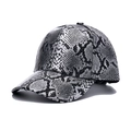 Berretto da baseball in pelle PU argento metallizzato con trama a serpente e visiera curva - Motivo Serpente Nero Argento Metallico (C)