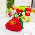 Creative stainless steel fruit fork set with cute strawberry base and heart-shaped tops - Strawberry Base + 10 Mixed Style Forks