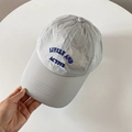 Close-up of quick-drying gray nylon baseball cap featuring blue embroidered text - M (56-58cm) / Light Gray