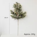 Ramo di Natale artificiale 80cm con pigne, bacche bianche e corna decorative, 280g - Ramo