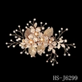 Golden bridal hair comb with handmade pearls and sparkling rhinestones for wedding - Gold Flower Artificial Pearl Rhinestone Hair Clip (HS-J6299)