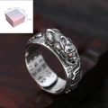 Anello Pixiu retrò in argento S925 con incisione sutra e confezione regalo di lusso - Stile Argento Retrò / Con Confezione Regalo / Argento