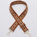 Adjustable caramel brown woven replacement strap with geometric pattern and gold hardware - No.316 Brown Chain - Gold Hook