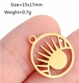 Golden sunburst cutout circular pendant in stainless steel with 15x17mm size detail - DY954 / Gold