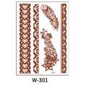 Waterproof henna lace tattoo sticker in reddish brown with paisley and feather patterns - Feather Paisley Pattern (W301-S)