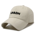 Vintage washed beige baseball cap with black LA and DH embroidery in a soft cotton fabric - Light Beige