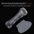 Professional nail art double headed seal tool with curved handle and silicone stamp - Curved Double-Headed Stamper