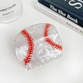 Haarklammer im Baseball-Stil mit weißem Perlglanz-Finish und roten Nahtdetails - 6cm / Baseball