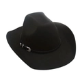 Classic black felt cowboy hat with wide brim and silver engraved buckle detail - Black (Leather Belt & Silver Buckle)