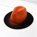 British style gradient fedora in orange and black felt with a flat brim design - M (56-58cm) / Orange Gradient Black