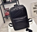Minimalist black leather backpack for men with functional multi-pocket and sleek zipper design - Style 9801 / Black