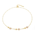 Detailed close-up of 18K gold plated chain necklace featuring pink daisy flower charms - Gold
