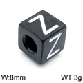 Black 8mm square stainless steel letter Z bead for DIY jewelry making, 3g weight - Letter Z Black (KLJ1191-Z)