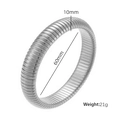 Silver flexible tubogas bracelet in stainless steel with 10mm width and 60mm diameter - 10mm Wide (60mm Diameter) / Steel