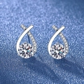 Silver S925 sterling silver stud earrings with round moissanite and micro-pave stones - A Pair Of Platinum-gold Led-105