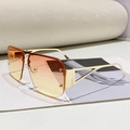 Lunettes aviateur demi-cerclées avec verres dégradés orange et branches en métal doré - Monture Dorée Verres Rose Jaune
