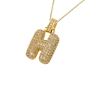 Collar con colgante de letra H dorada y piedras de circonita cúbica blanca brillante - Colgante + Cadena de Caja / Oro H