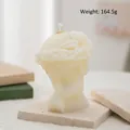 Portrait sculpture candle in cream white with floral wreath crown and 10cm height - Girl with Flower Garland(64) / Cream White