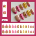 Set 24 unghie press on con fragole, limoni, fiori 3D e design French manicure - W2041 Limone Rinfrescante (Con Colla)