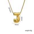 Polished 18k gold plated titanium steel balloon letter J pendant necklace for women - J Gold