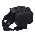 Tactical black dog harness with detachable side pouches and top handle for large dogs - Black