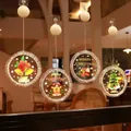 Lot de 4 lampes LED de Noël à ventouse avec motifs cloche, élan, cadeau et sapin - Ensemble Cloche + Renne + Boîte Cadeau + Sapin