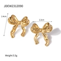Goldene Schleifen-Ohrringe mit Zirkonia-Herz und Abmessungen in cm für Damen - Stromlinienförmige Schleife Kurz Stil (JDEW2312090)
