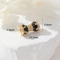 Connettore a corona dorata con gemma nera e zircone per braccialetti fai-da-te - Oro 14K / Zircone Nero
