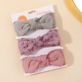 3-pack of floral cotton baby headbands with bows in grey, purple, and pink colors - Set 8 (Grey/Purple Floral/Pink)