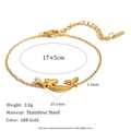 18K gold plated stainless steel mermaid pendant bracelet with pearl and size details - Mermaid Faux Pearl Bracelet - Gold
