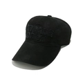 Close-up of black cotton baseball cap with tonal ARCADE CODE 3D embroidery detail - M (56-58cm) / Black