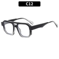 Retro double bridge aviator sunglasses with black to transparent grey gradient frame - Gradient Black Frame Clear Lens