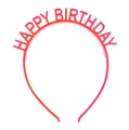 Pink and red gradient Happy Birthday headband made of durable plastic material - Water Red Noctilucent Transparent