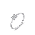 Elegant S925 sterling silver four-leaf clover ring with sparkling moissanite stones - US Size 5 / Clover Style - Silver (MSR0055)