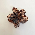 Tropical frangipani hair claw clip featuring a glossy tortoise shell pattern finish - Approx. 8x7x4cm / Coffee (Leopard Print)